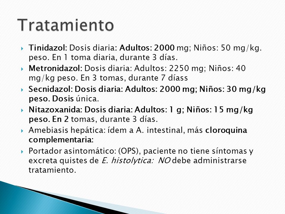 entamoeba histolytica tratamiento para ninos